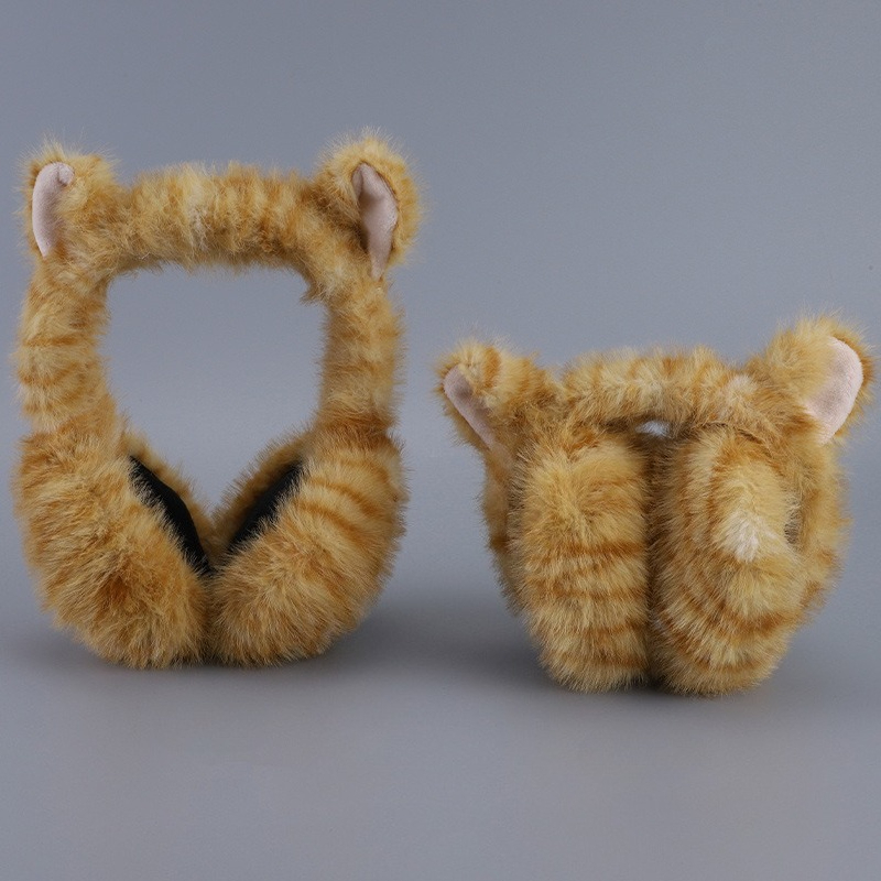 Winter Clothing Earmuffs - Anjj 猫スタイルイヤーマフファッションおかしいヒョウ柄ソフトぬいぐるみイヤーマフ冬暖かい耳保護コスプレ衣類アクセサリー