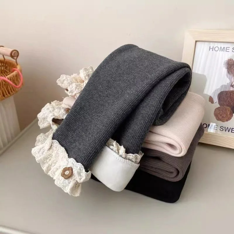 Winter Clothing Toddler - 子供服 フリース裏地レギンス 冬用 暖かい フリル付き ストレッチ