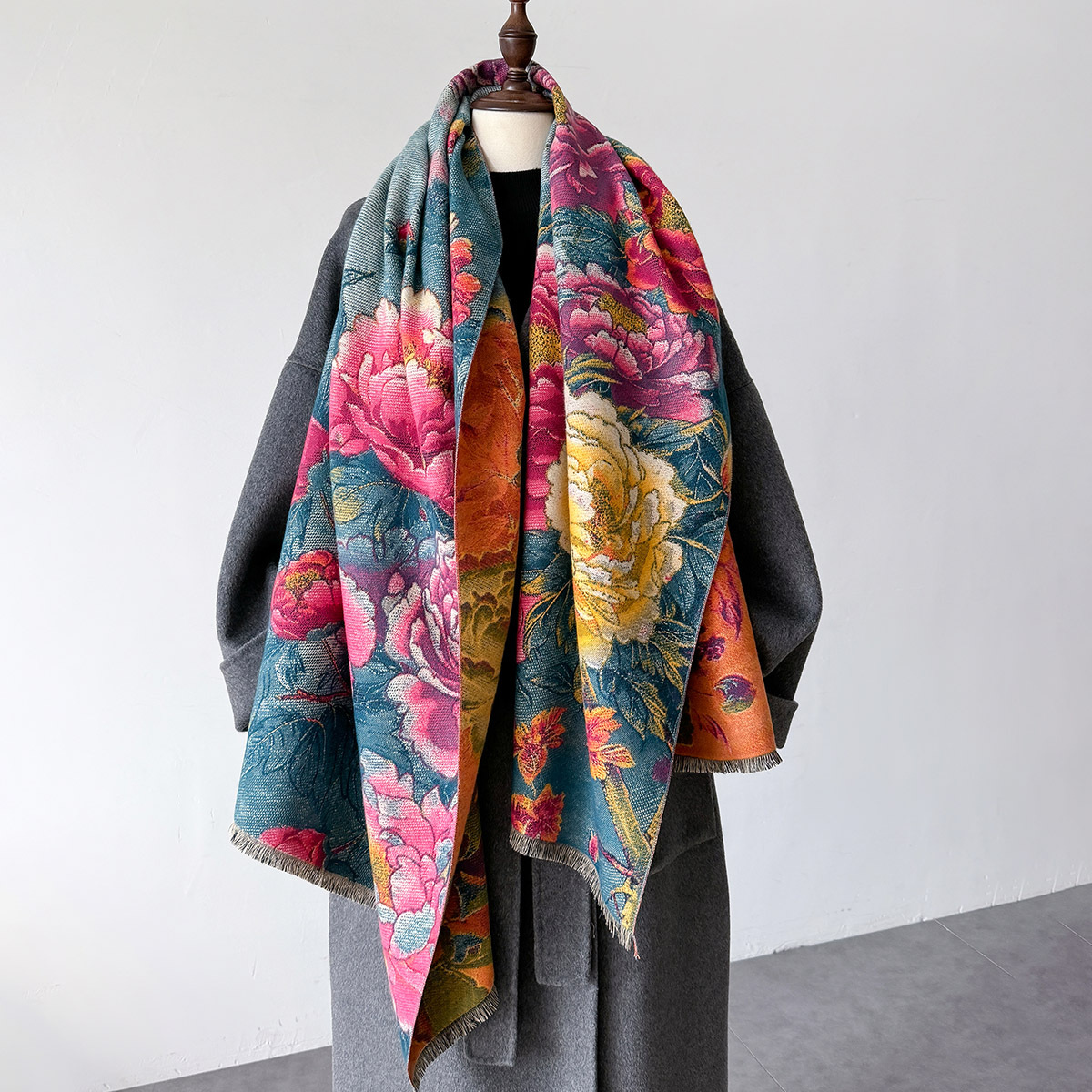 Cashmere Scarf Wrap - 暖かいカシミヤスカーフ女性ショール花柄新ラップ高級厚い毛布冬 Bufanda パシュミナ女性旅行ポンチョストール
