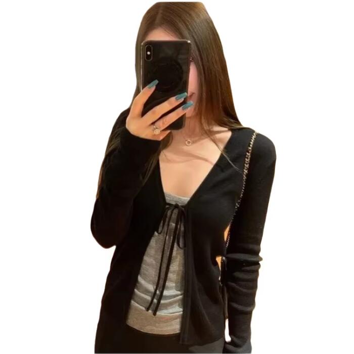 Winter Clothing Factory Outlet - 女性のニット薄手長袖カーディガン春秋ファッションヴィンテージ包帯セータージャケットカジュアルトップ女性用