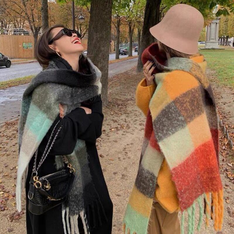 Cashmere Scarf Wrap - 新しい高級冬厚く暖かいスカーフ女性カシミヤショールとラップパシュミナネッカチーフ Bufanda 女性ロングテッセル Echarpe 2023