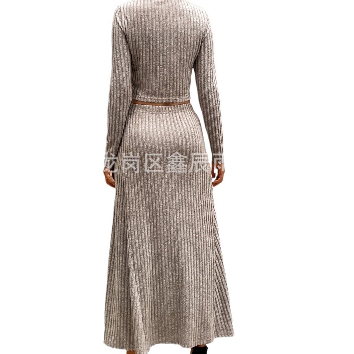 Winter Clothing For Woman - 冬のレディース服2点セット スリム長袖ニットトラックスーツ エレガントリブ編みボディコンセット ポリエステルスパンデックス オーバーサイズ