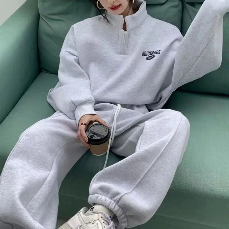 Winter Clothing Sale - 女性のファッションスポーツスーツ 2025 秋と冬の新ルーズ長袖トップスパンツ 2 2 枚セット女性のためのクチュールトラックスーツ