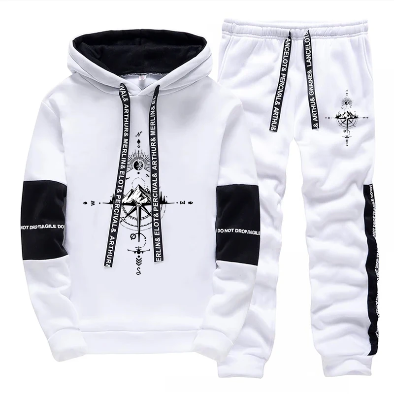 Winter Clothing Outdoor - 秋冬新作メンズトラックスーツ ファッションカジュアル フード付きスウェットシャツ アウトドアスポーツジョギングウェア デイリーシングル フーディーパンツ