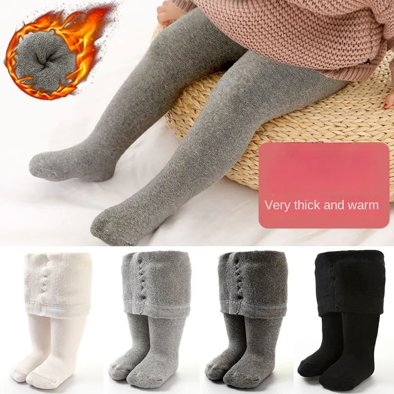 Winter Clothing Baby Girl - ベビータイツ冬秋無地ソフト綿厚く暖かい女の赤ちゃんタイツ新生児幼児タイトな少年少女ストッキング服