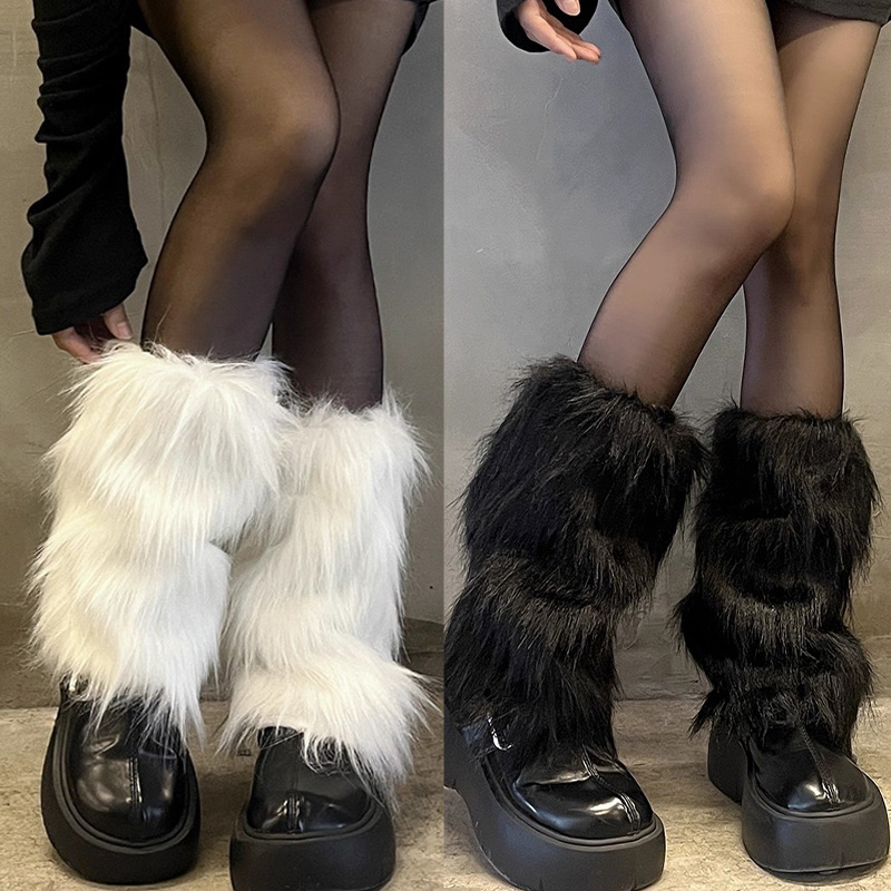 Winter Clothing Leg Warmers - 秋冬用暖かいフェイクファー ロリータ JK レッグウォーマー 日本風ヴィンテージ Y2K