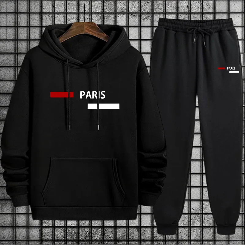 Winter Clothing Outdoor - メンズトラックスーツ カジュアル フード付きスウェットシャツ アウトドア スポーツ ジョギングウェア