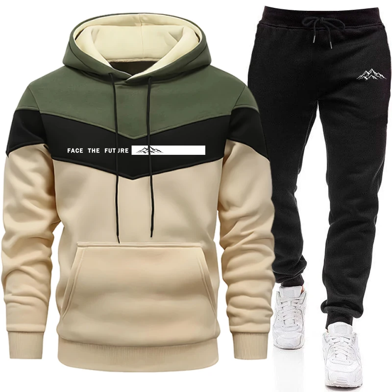 Winter Clothing Outdoor - メンズトラックスーツ ファッション カジュアル フード付きスウェットシャツ アウトドア スポーツ