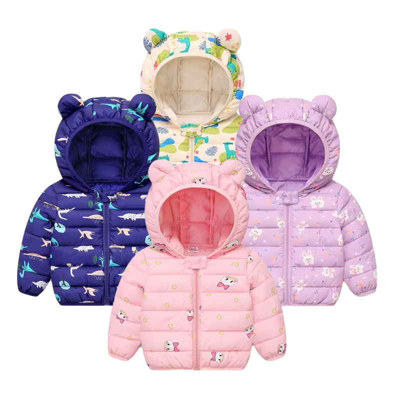 Winter Clothing Baby Girl - 子供の綿のコート赤ちゃん漫画ダウンジャケット男の子フード付き Colthing 女の子暖かい冬服幼児子供上着 0-5Y