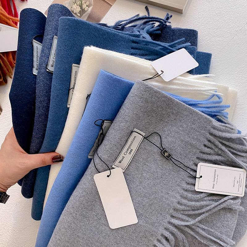 Cashmere Scarf Wrap - 2024 冬のウールスカーフ女性のためのロング暖かいカシミヤスカーフヒジャブ固体女性ショールラップ女性パシュミナバンダナヘッドスカーフ新