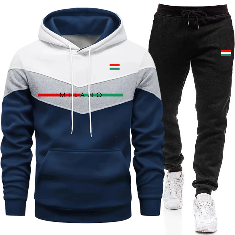 Winter Clothing Outdoor - 高品質のトラックスーツ男性用カジュアルトリカラースプライススウェットシャツアウトドアスポーツジョギング服秋冬シングルパーカーパンツ