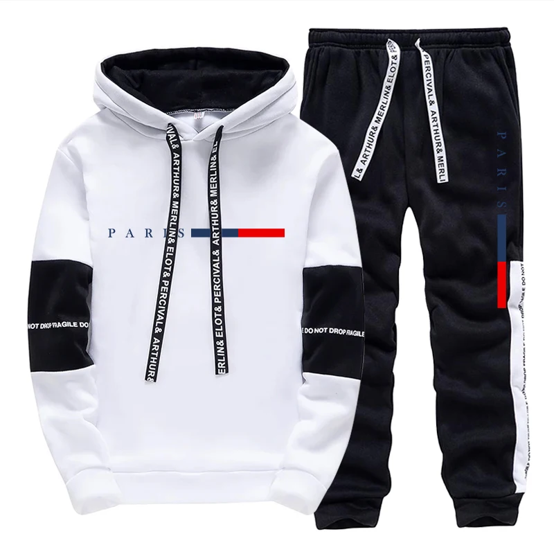 Winter Clothing Outdoor - メンズセット/パーカー/パンツ パリファッション 秋冬 カジュアル スポーツ フード付きプルオーバー＆スウェットパンツ