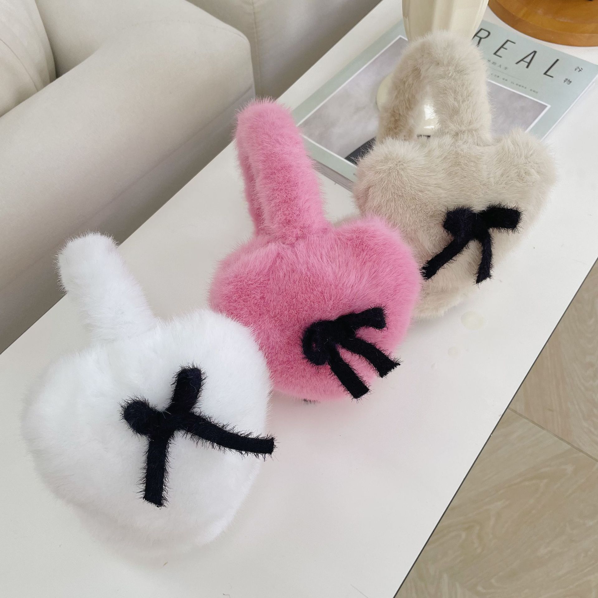 Winter Clothing Earmuffs - 2025年人気の蝶結びハートイヤーマフ、冬のファッション新作、女性/女の子向け厚手イヤーマフ、暖かい屋外服アクセサリー