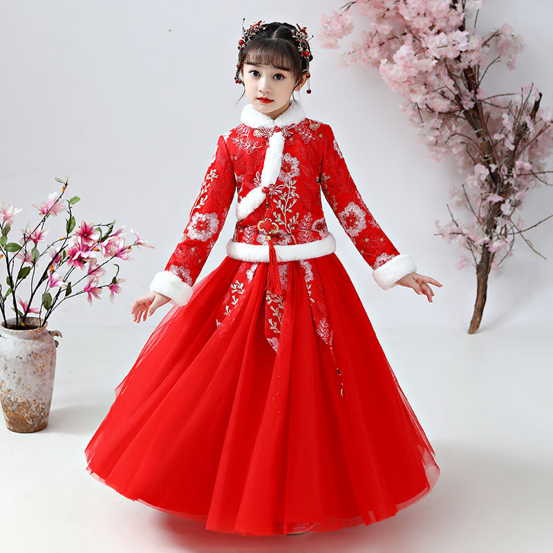 女の子の漢服古代の衣装、子供のステージドレス、ベビータンのス - Winter Clothing Baby Girl のレビューと価格