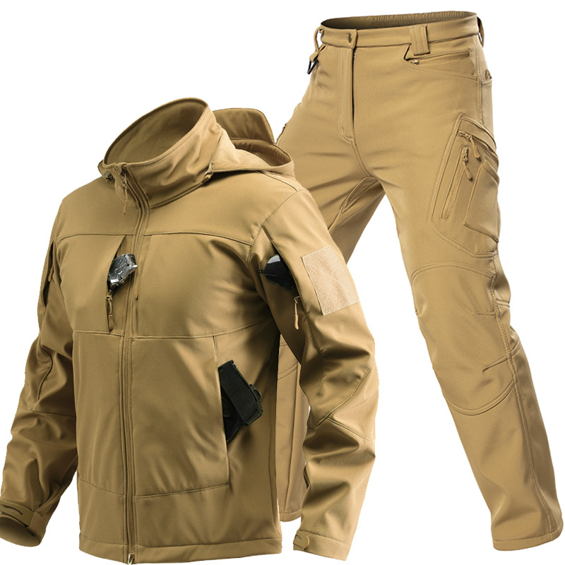 男性用アウトドアタクティカルソフトシェルスーツ フード付きフ - Winter Clothing Stores のレビューと価格