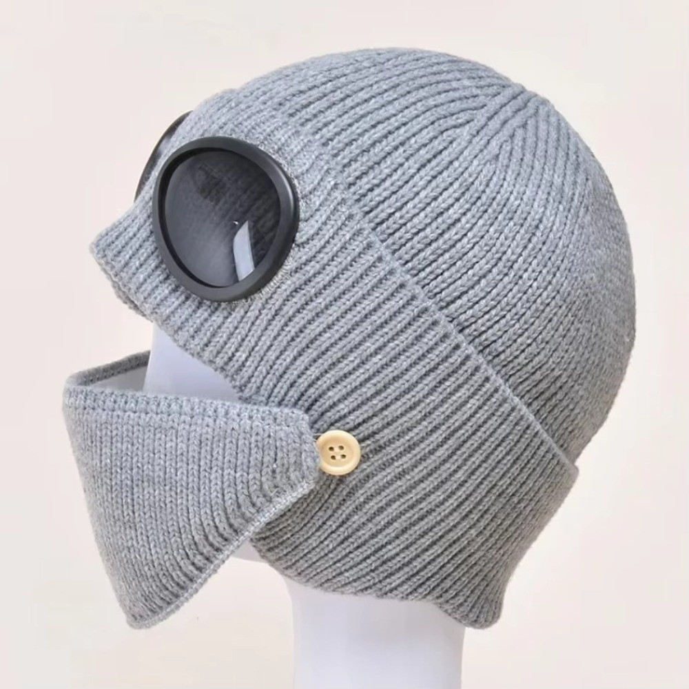 フリース裏地付き暖かいウール製帽子 ニット帽 マスク付き ア - Winter Clothing Earmuffs のレビューと価格