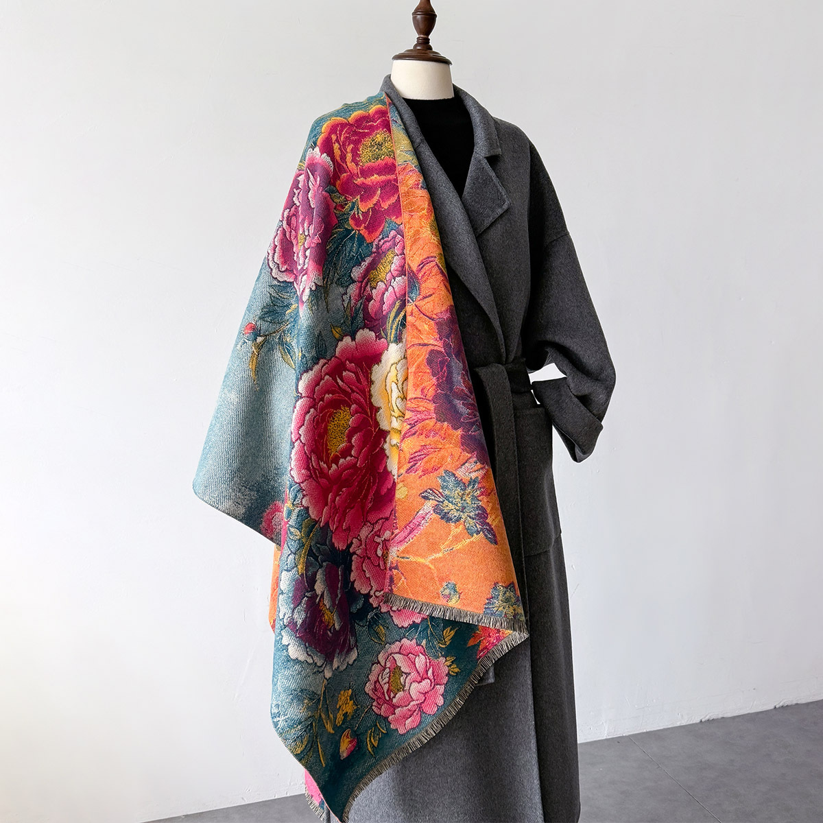 暖かいカシミヤスカーフ女性ショール花柄新ラップ高級厚い毛布冬 - Cashmere Scarf Wrap のレビューと価格