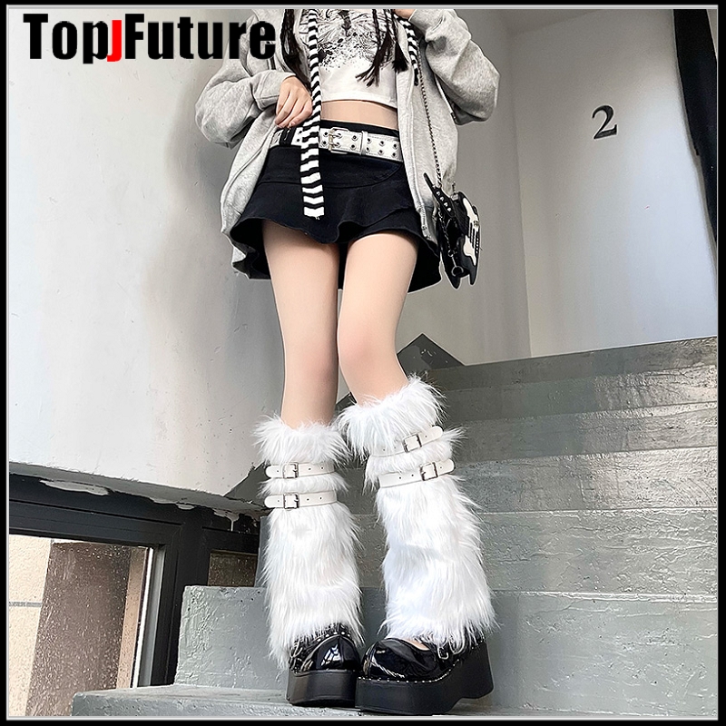 女性スパイスガール原宿パンク黒毛皮のようなゴシックロリータ毛 - Winter Clothing Leg Warmers のレビューと価格