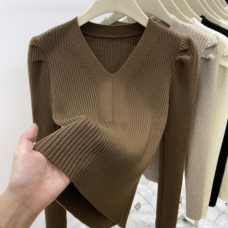 エレガントな V ネック冬のベーシックセーター女性プルオーバ - Winter Clothing Factory Outlet のレビューと価格
