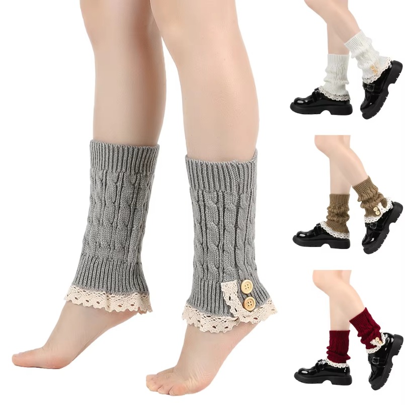 女性用ニットアンクルウォーマー、レッグウォーマー、前かがみ、 - Winter Clothing Leg Warmers のレビューと価格