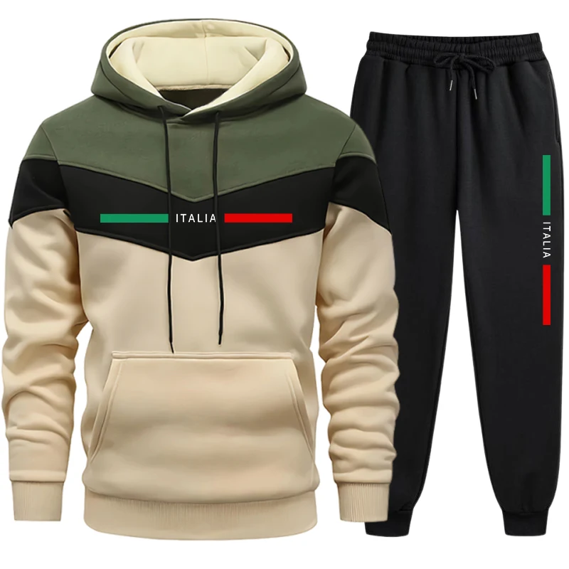 メンズフーディートラックスーツ 高品質カジュアルトリコロール - Winter Clothing Outdoor のレビューと価格