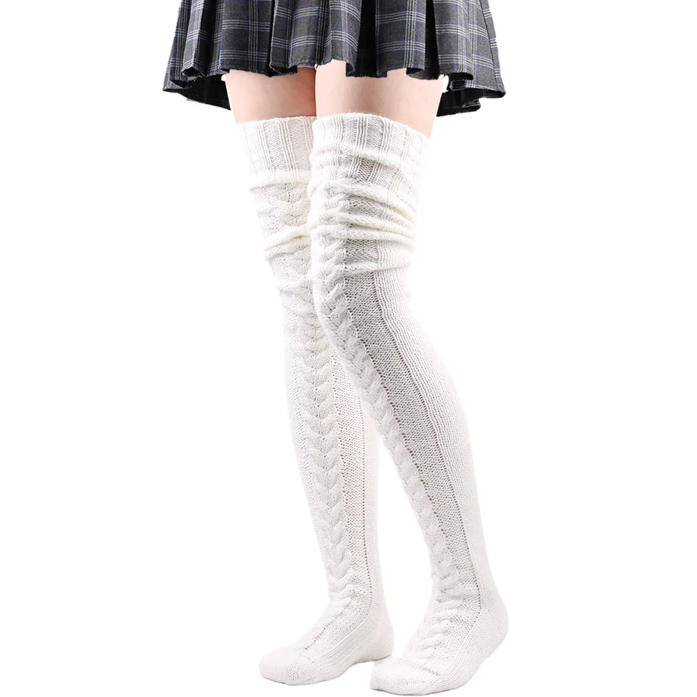 太もも丈ストッキング レディース 冬用 暖かい 黒 白 エク - Winter Clothing Leg Warmers のレビューと価格