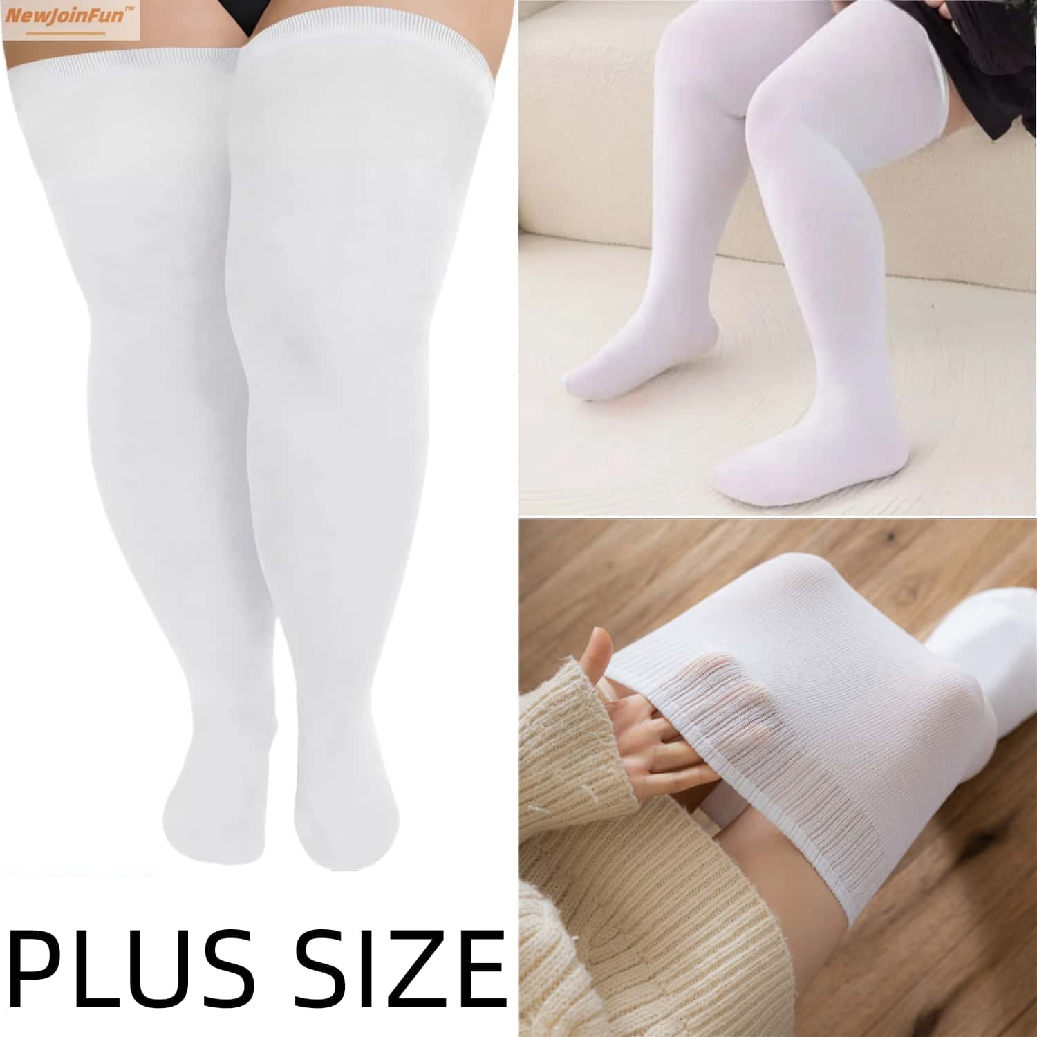 プラスサイズ ブラックホワイトストライプ 厚手 オーバーニー - Winter Clothing Leg Warmers のレビューと価格