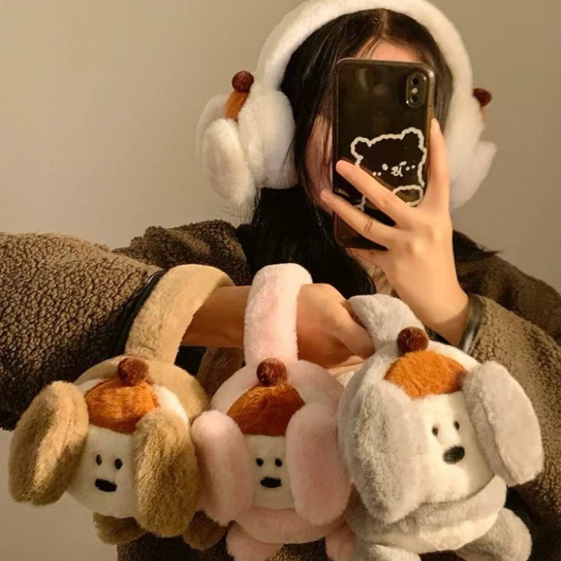 かわいい漫画子犬イヤーマフ冬防風ぬいぐるみ女性女の子イヤーマ - Winter Clothing Earmuffs のレビューと価格