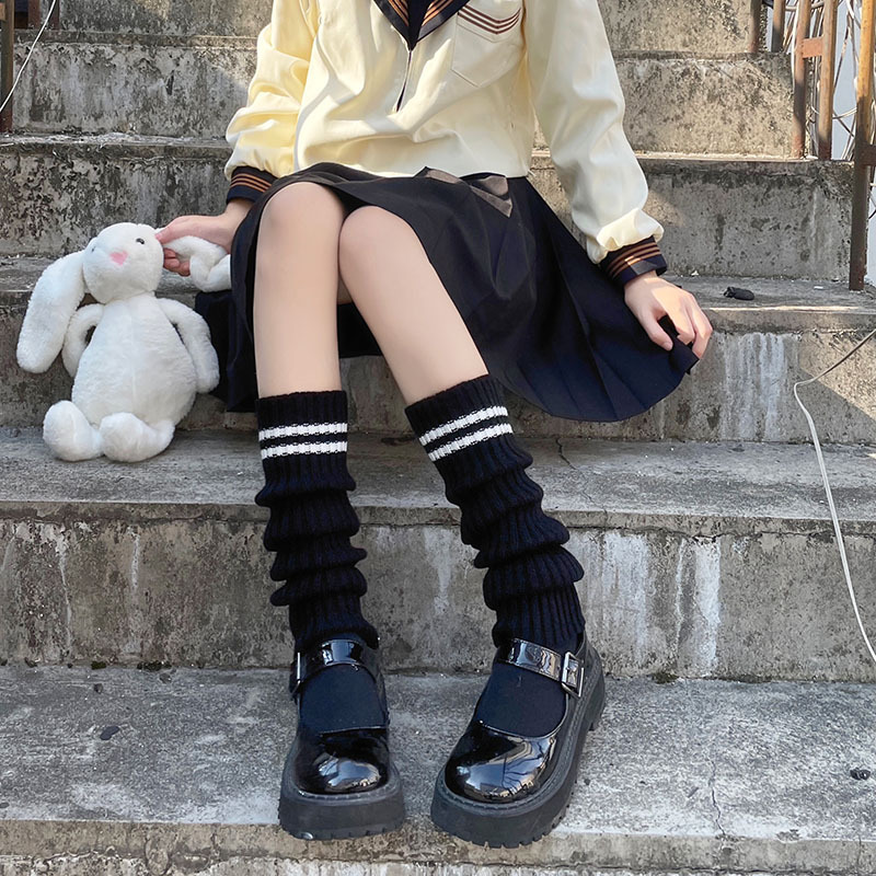 ロリータレッグウォーマー女性のロングソックスニット暖かいフッ - Winter Clothing Leg Warmers のレビューと価格