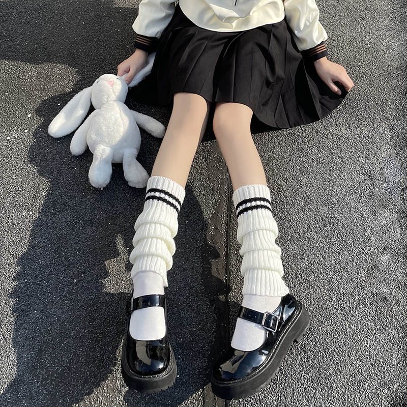 ロリータレッグウォーマー女性のロングソックスニット暖かいフッ - Winter Clothing Leg Warmers のレビューと価格