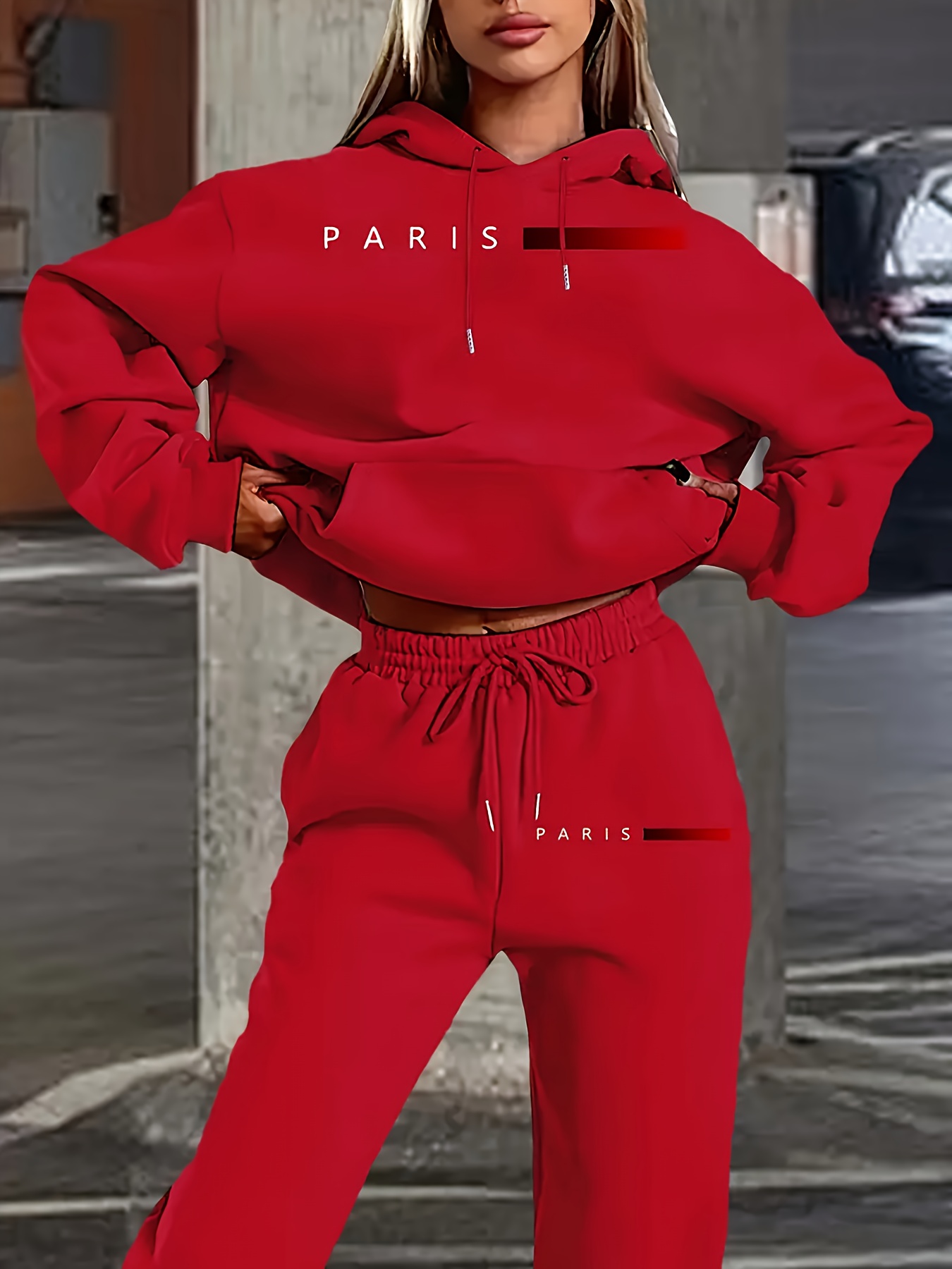 新作レディースセットアップ。パリの文字プリントが施された、高 - Winter Clothing For Woman のレビューと価格