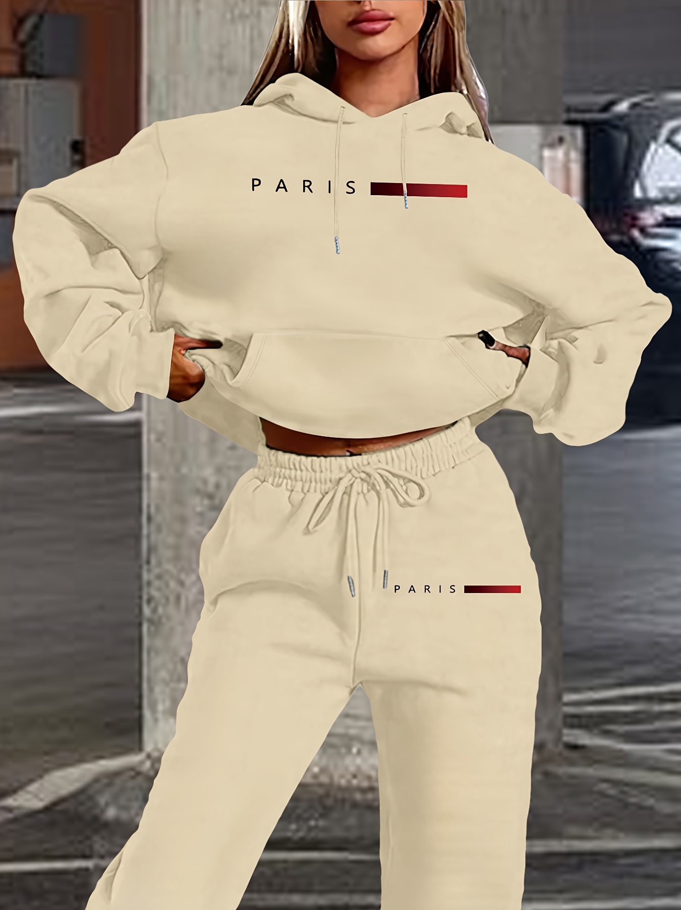 新作レディースセットアップ。パリの文字プリントが施された、高 - Winter Clothing For Woman のレビューと価格