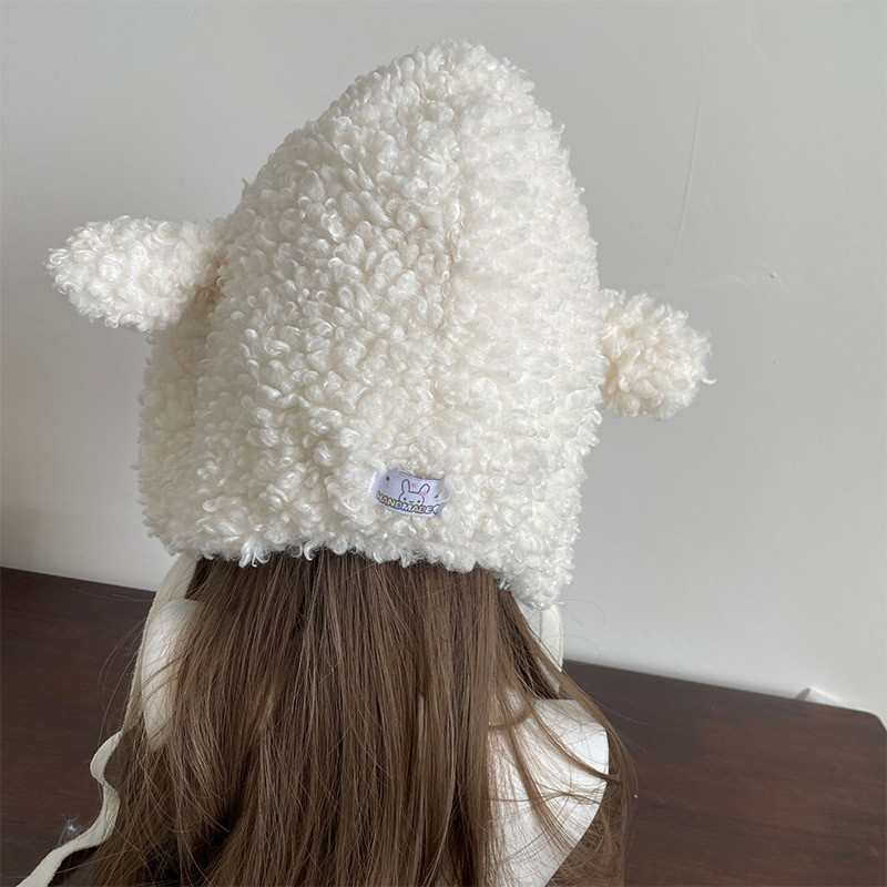 冬白ぬいぐるみ羊暖かい帽子ロリータセット女性の屋外かわいいレ - Winter Clothing Earmuffs のレビューと価格