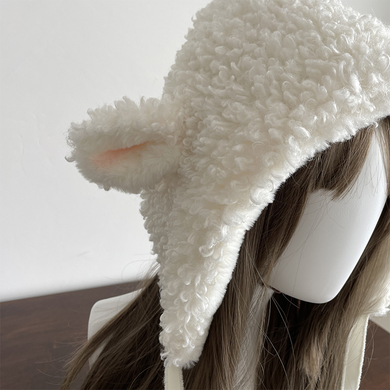 冬白ぬいぐるみ羊暖かい帽子ロリータセット女性の屋外かわいいレ - Winter Clothing Earmuffs のレビューと価格