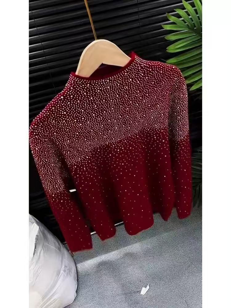 高級デザインダイヤモンドホット掘削スリムフィットワインレッド - Winter Clothing Factory Outlet のレビューと価格