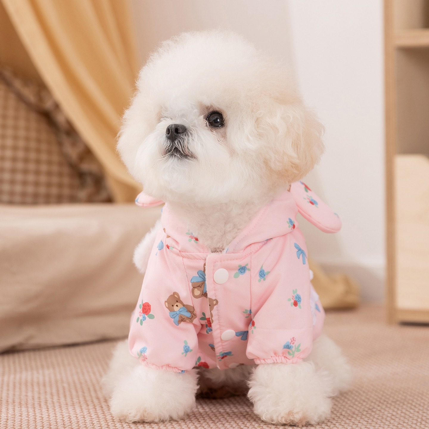 冬のバラ柄の犬服テディ暖かいダウンジャケットビション肥厚綿コ - Winter Clothing Patterns のレビューと価格
