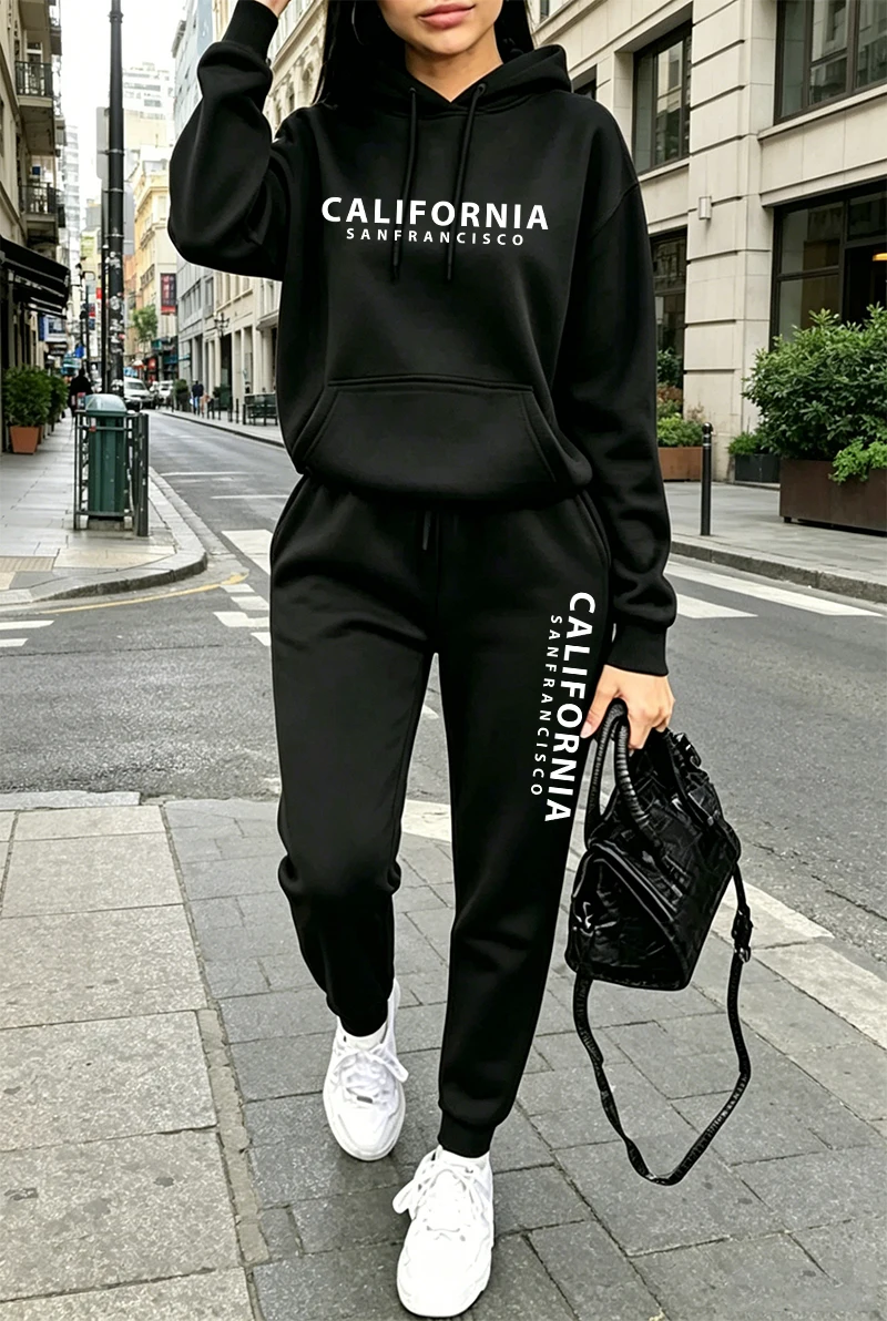 高品質レディーストラックスーツプリントカジュアルフーディスウ - Winter Clothing Outdoor のレビューと価格