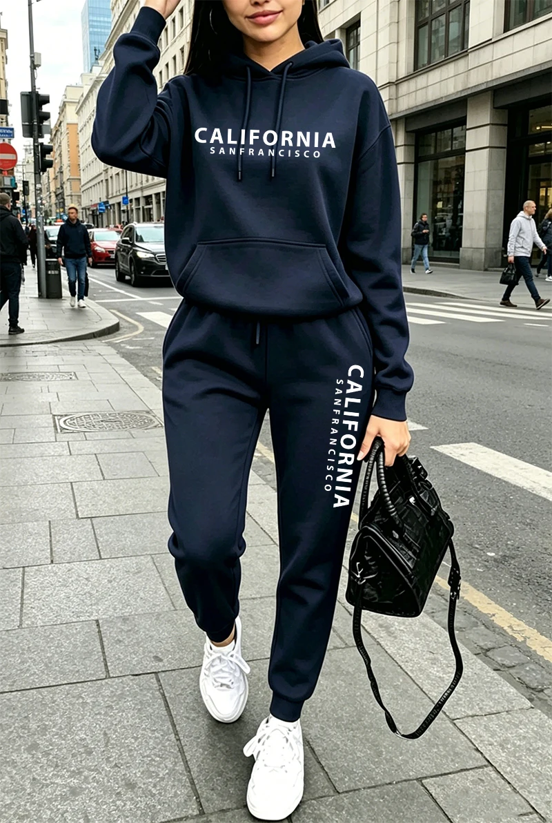 高品質レディーストラックスーツプリントカジュアルフーディスウ - Winter Clothing Outdoor のレビューと価格