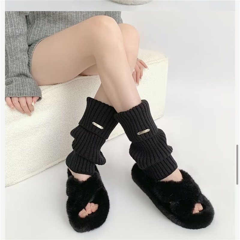 秋と冬のレッグウォーマー日本製メタルラベルソックス女性ニット - Winter Clothing Leg Warmers のレビューと価格