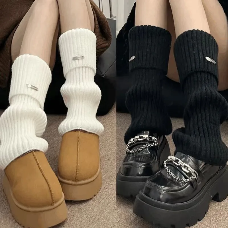 秋と冬のレッグウォーマー日本製メタルラベルソックス女性ニット - Winter Clothing Leg Warmers のレビューと価格