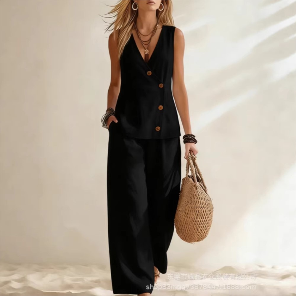 ファッションディープ V ネックノースリーブ女性夏のズボンス - Winter Clothing Sale のレビューと価格
