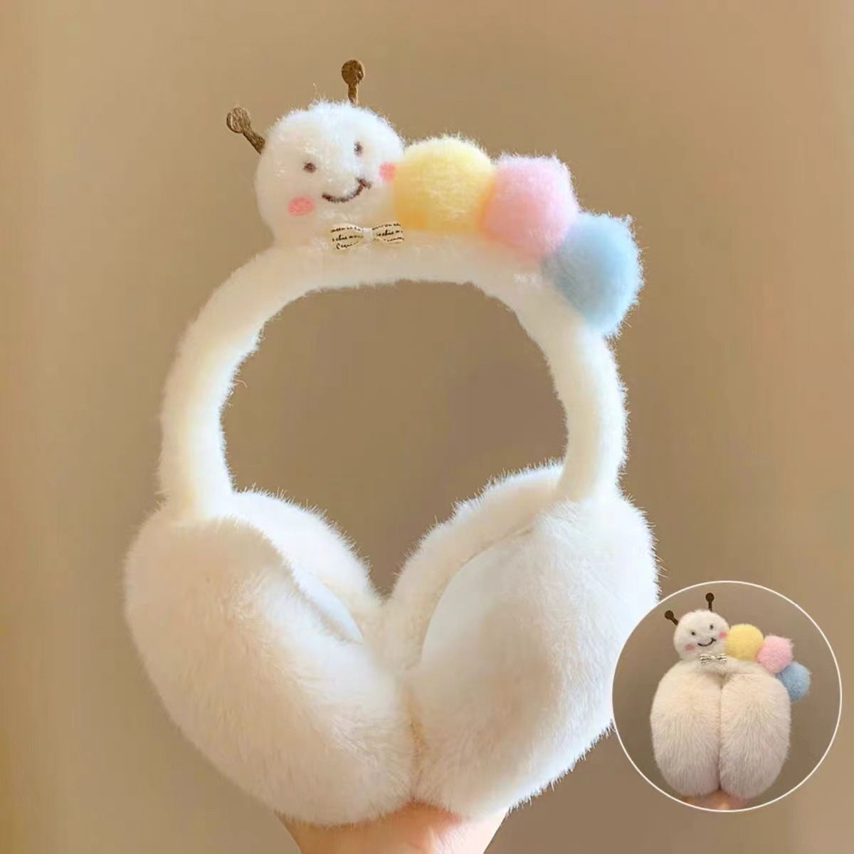 新しいかわいい面白いぬいぐるみ毛虫イヤーマフ冬のファッション - Winter Clothing Earmuffs のレビューと価格