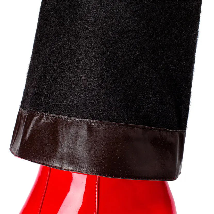 女性のための赤と白のパテントレザーニーハイブーツ,ブロックヒ - Winter Clothing For Woman のレビューと価格
