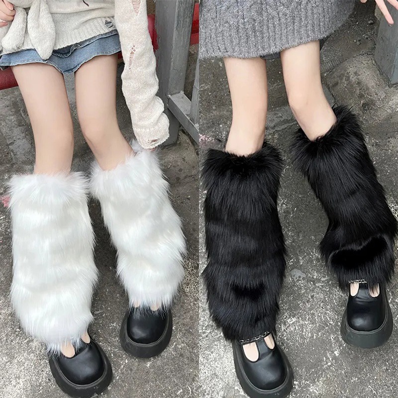 秋冬用暖かいフェイクファー ロリータ JK レッグウォーマー - Winter Clothing Leg Warmers のレビューと価格