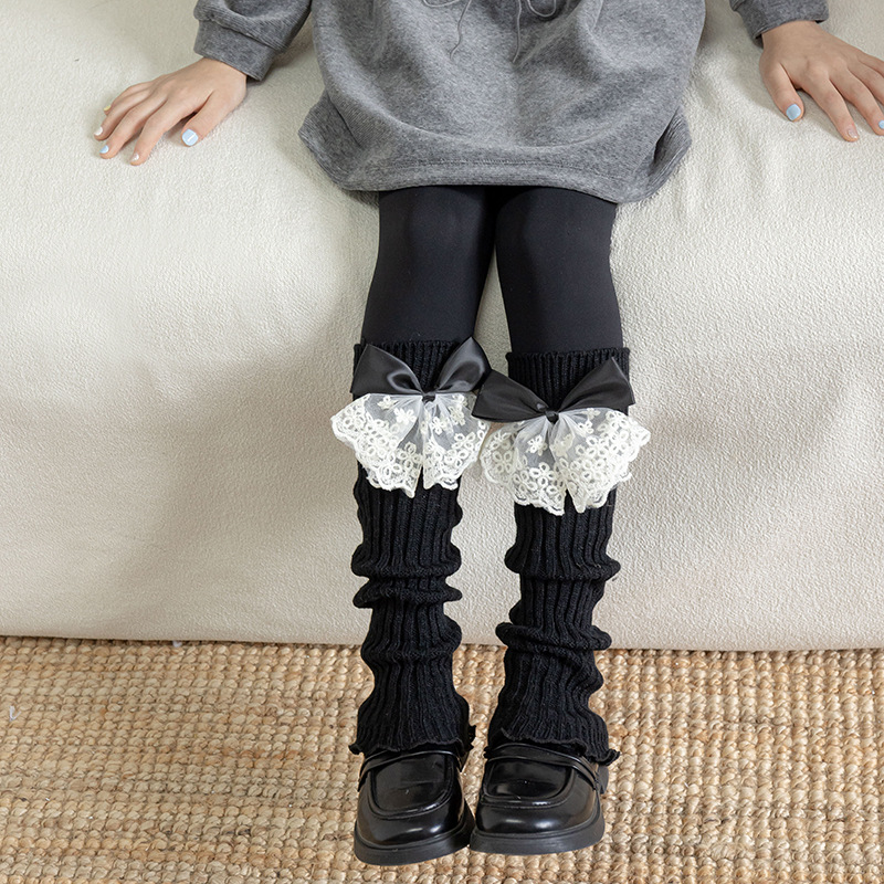 レースリボンレッグウォーマー 女の子用 秋冬 バレエスタイル - Winter Clothing Leg Warmers のレビューと価格