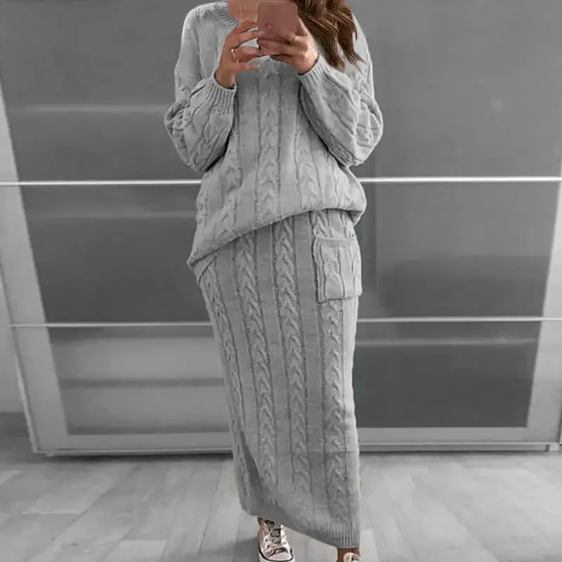 セーター女性セット秋と冬のツーピースセット女性 O ネックニ - Winter Clothing Sale のレビューと価格