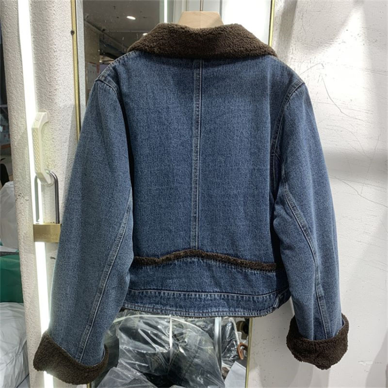 女性用の厚手のデニムウィンターコート,コットンパッド入りジャ - Winter Clothing Factory Outlet のレビューと価格
