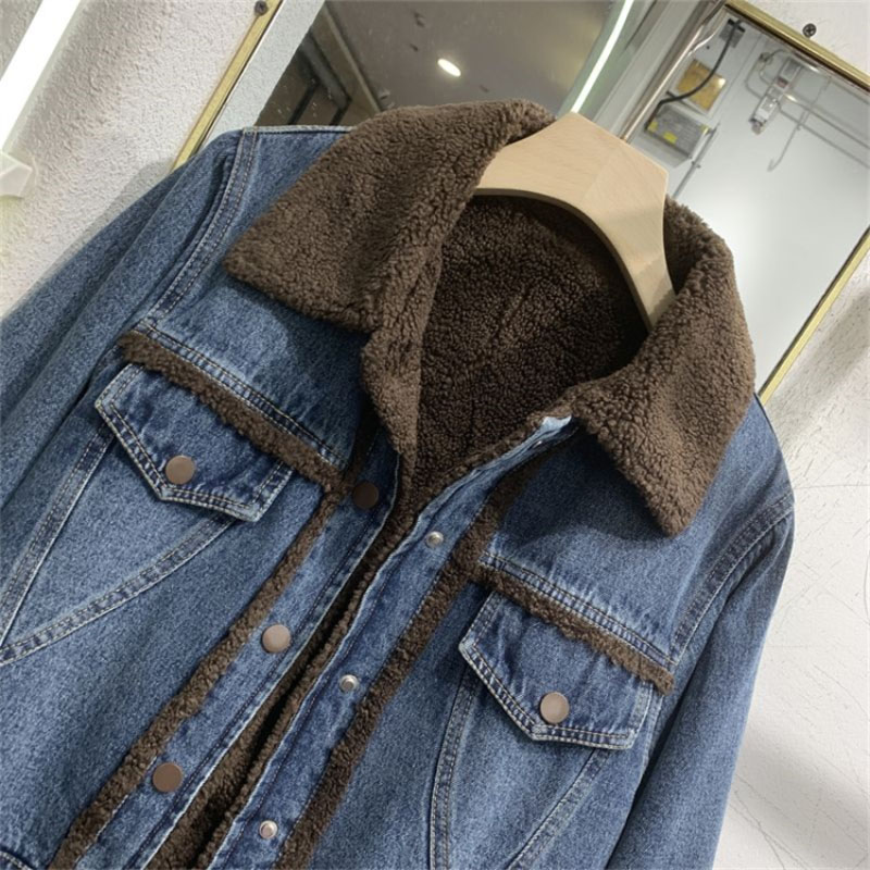 女性用の厚手のデニムウィンターコート,コットンパッド入りジャ - Winter Clothing Factory Outlet のレビューと価格
