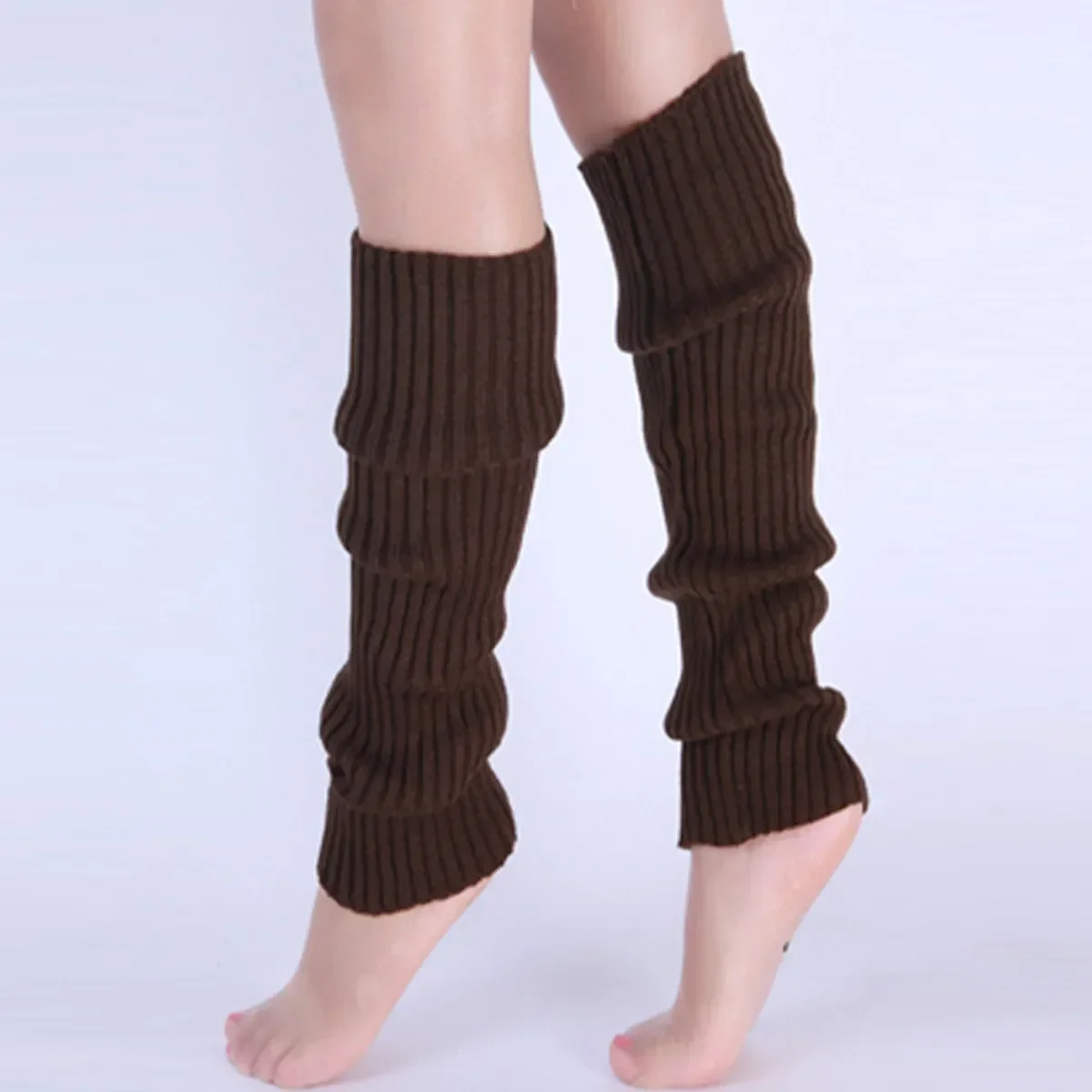 暖かいニットレッグウォーマー女性用ニーハイリブソックス快適な - Winter Clothing Leg Warmers のレビューと価格