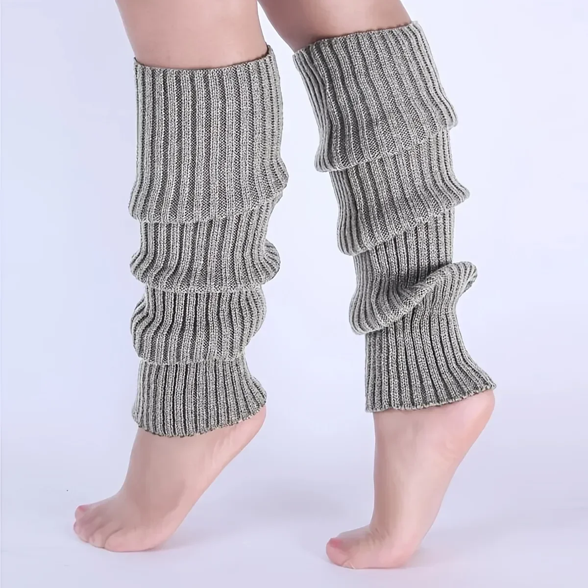 暖かいニットレッグウォーマー女性用ニーハイリブソックス快適な - Winter Clothing Leg Warmers のレビューと価格